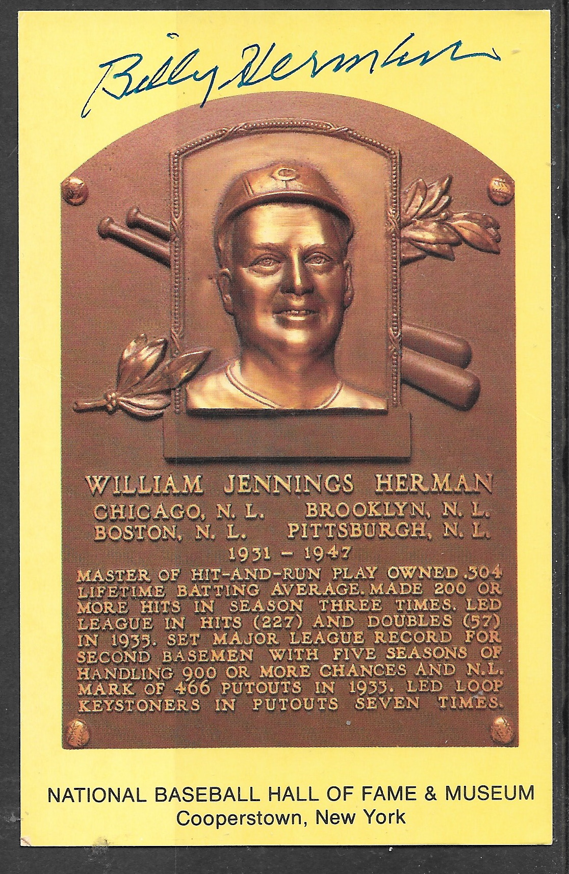 Billy Herman plaque