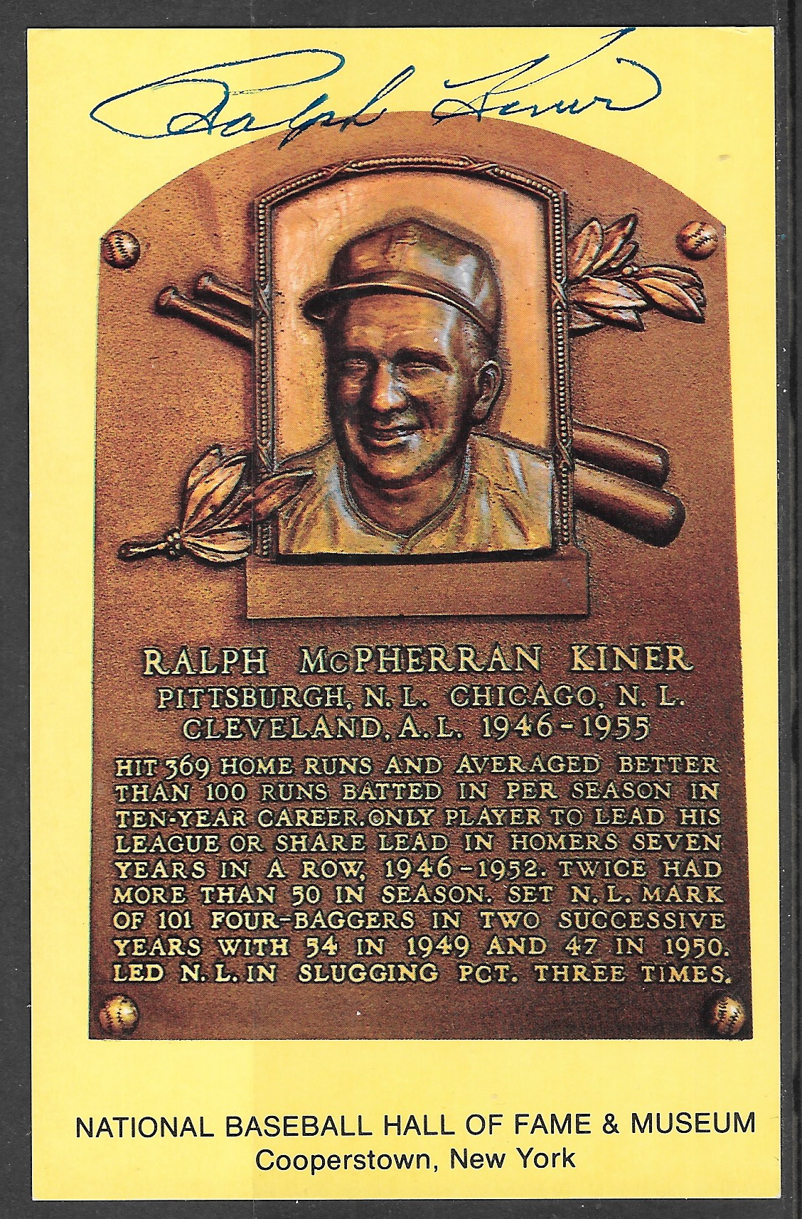 Ralph Kiner plaque