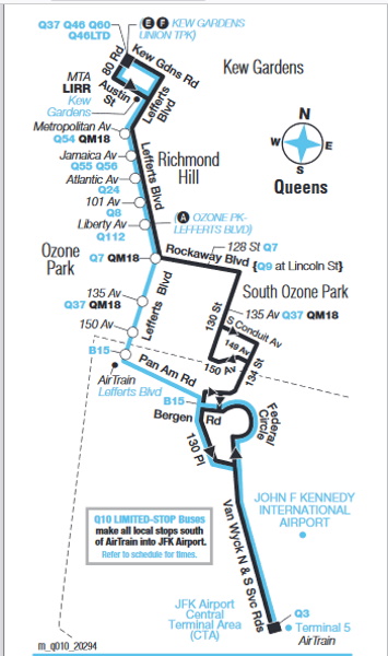 JFK Q10 Bus Route Map