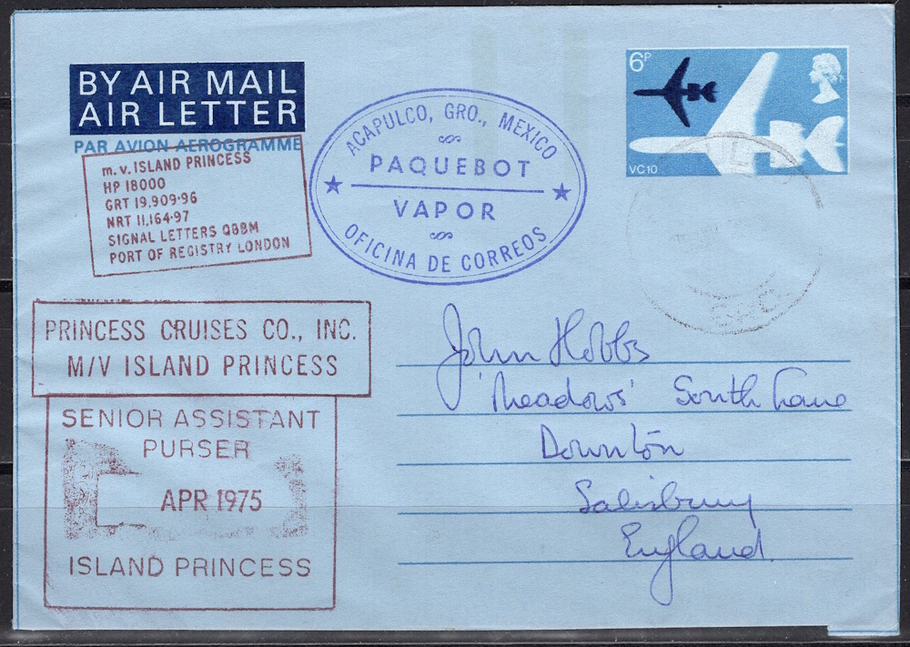 1970'S BRITISH AIR Letter with Acapulco, Mexico paquebot marking $3.99 ...