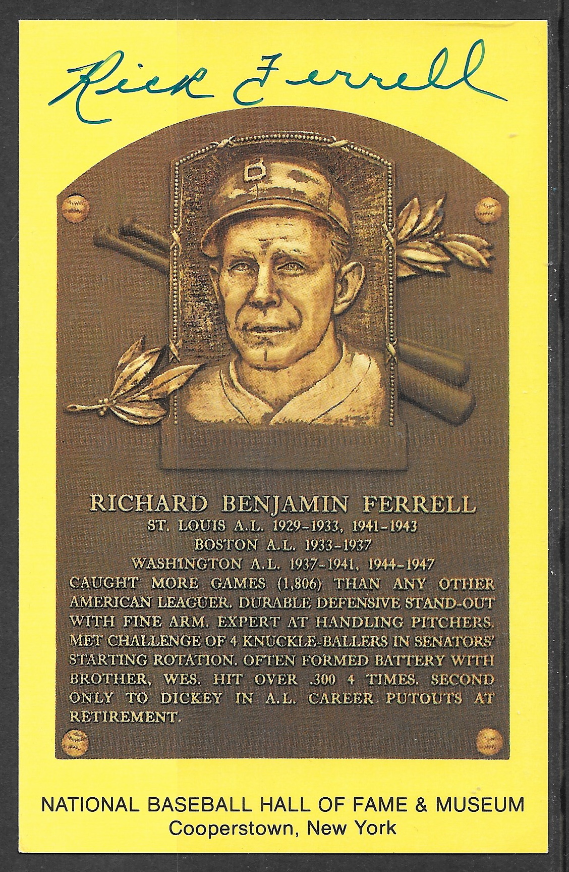 Rick Ferrell plaque