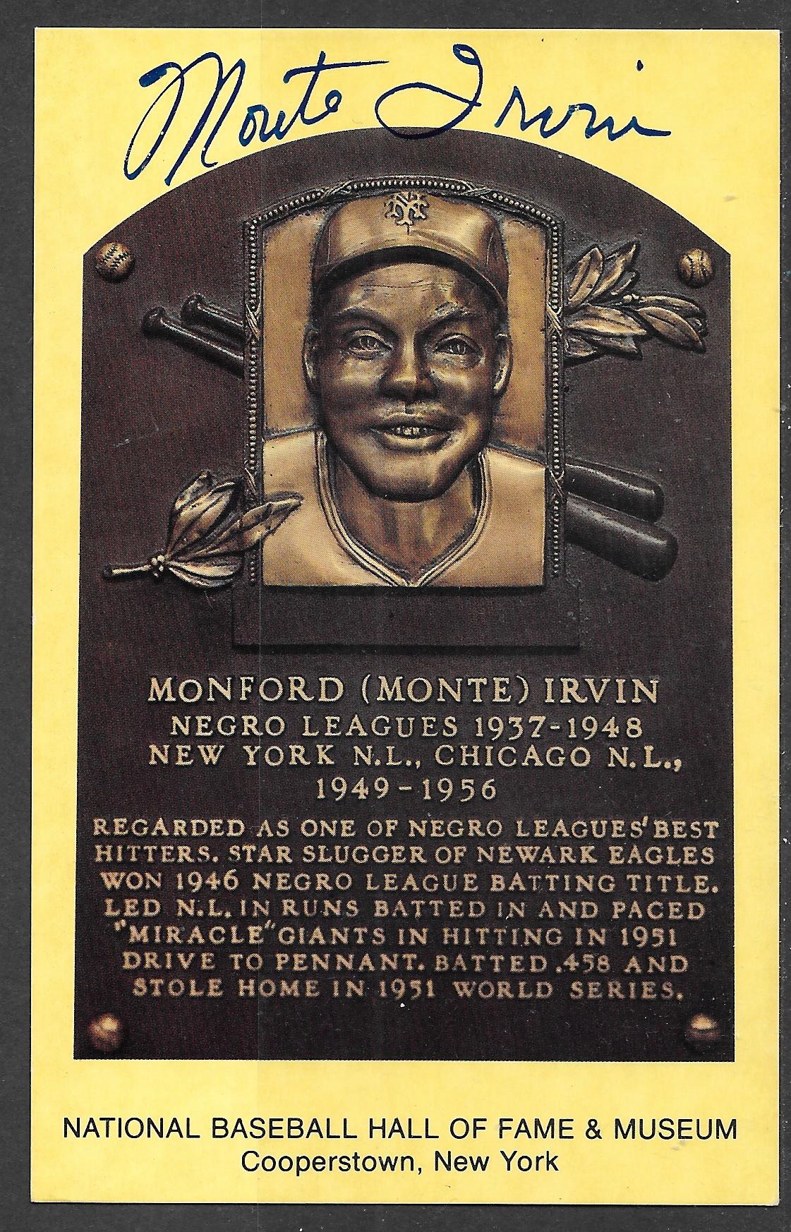Monte Irvin plaque